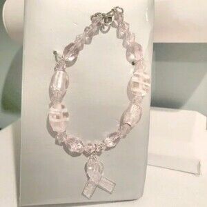 Roman Pink Ribbon Breast Cancer Awareness Beaded Bracelet NIB